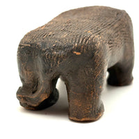 Old Folk Art Sewer Tile Bear with Flat Back, Wrapped Tail, and Cypher