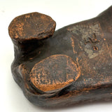 Old Folk Art Sewer Tile Bear with Flat Back, Wrapped Tail, and Cypher