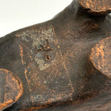 Old Folk Art Sewer Tile Bear with Flat Back, Wrapped Tail, and Cypher