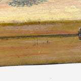 Sweet c. 1930s Folk Art Painted Box with Houses, Dock, and Many Fences