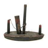 Wonderful Antique Folk Art Boat with Spool Winder in Green and Red Paint