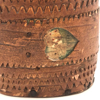Antique Birch Bark Snuff Box with Heart Cutout