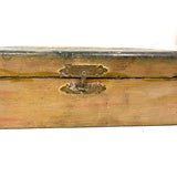 Sweet c. 1930s Folk Art Painted Box with Houses, Dock, and Many Fences