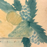 Still Life of Fruits in Soft Blues and Yellows, Mid 19th Century Theorem Watercolor in Period Lemon Gold Frame
