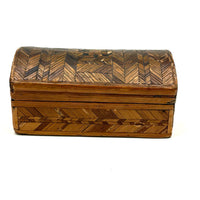 C. 1795 Straw-work Miniature Domed Box with Newspaper Lining, Signed J. Breckenridge