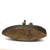 Wonderful Antique Folk Art Boat with Spool Winder in Green and Red Paint