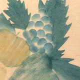 Still Life of Fruits in Soft Blues and Yellows, Mid 19th Century Theorem Watercolor in Period Lemon Gold Frame