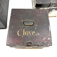 C. 1880s Spice Box with Hand-lettered--and Spice Filled!--Tin Canisters