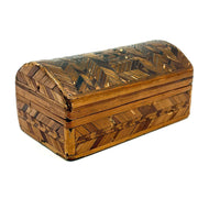 C. 1795 Straw-work Miniature Domed Box with Newspaper Lining, Signed J. Breckenridge