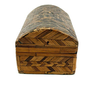C. 1795 Straw-work Miniature Domed Box with Newspaper Lining, Signed J. Breckenridge