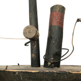 Wonderful Antique Folk Art Boat with Spool Winder in Green and Red Paint