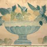 Still Life of Fruits in Soft Blues and Yellows, Mid 19th Century Theorem Watercolor in Period Lemon Gold Frame