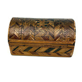C. 1795 Straw-work Miniature Domed Box with Newspaper Lining, Signed J. Breckenridge
