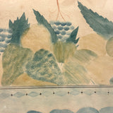 Still Life of Fruits in Soft Blues and Yellows, Mid 19th Century Theorem Watercolor in Period Lemon Gold Frame