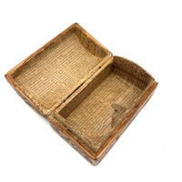 C. 1795 Straw-work Miniature Domed Box with Newspaper Lining, Signed J. Breckenridge