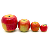 Group of Four Painted Treen Apples (Mixed Set)