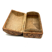 C. 1795 Straw-work Miniature Domed Box with Newspaper Lining, Signed J. Breckenridge