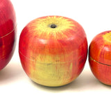 Group of Four Painted Treen Apples (Mixed Set)