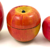 Group of Four Painted Treen Apples (Mixed Set)