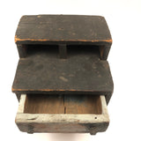 19th C. Blue-Gray Painted Pine Chest with Square Iron Nails, As Found