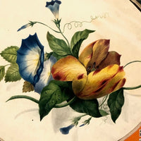 19th C Large Scrapbook Page Composition with Very Fine Botanical Watercolor at Center
