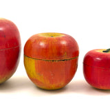 Group of Four Painted Treen Apples (Mixed Set)