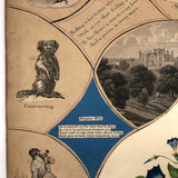 19th C Large Scrapbook Page Composition with Very Fine Botanical Watercolor at Center