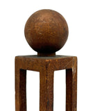 Architectural Antique Tall Ball in Cage Whimsy with Inlaid Shapes and Bulb Top