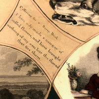 19th C Large Scrapbook Page Composition with Very Fine Botanical Watercolor at Center