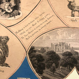 19th C Large Scrapbook Page Composition with Very Fine Botanical Watercolor at Center