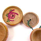 Group of Four Painted Treen Apples (Mixed Set)