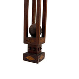 Architectural Antique Tall Ball in Cage Whimsy with Inlaid Shapes and Bulb Top