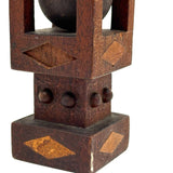 Architectural Antique Tall Ball in Cage Whimsy with Inlaid Shapes and Bulb Top