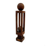Architectural Antique Tall Ball in Cage Whimsy with Inlaid Shapes and Bulb Top