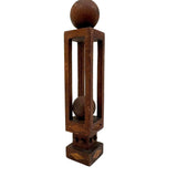 Architectural Antique Tall Ball in Cage Whimsy with Inlaid Shapes and Bulb Top