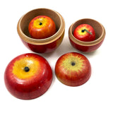 Group of Four Painted Treen Apples (Mixed Set)