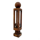Architectural Antique Tall Ball in Cage Whimsy with Inlaid Shapes and Bulb Top