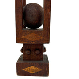 Architectural Antique Tall Ball in Cage Whimsy with Inlaid Shapes and Bulb Top