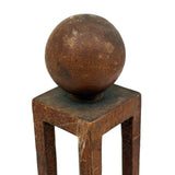 Architectural Antique Tall Ball in Cage Whimsy with Inlaid Shapes and Bulb Top