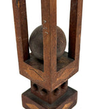 Architectural Antique Tall Ball in Cage Whimsy with Inlaid Shapes and Bulb Top