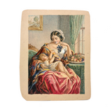 Dangling Grapes, Mother with Child, Very Finely Painted c. 1850s Watercolor on Card