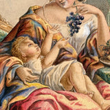 Dangling Grapes, Mother with Child, Very Finely Painted c. 1850s Watercolor on Card