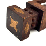 Architectural Antique Tall Ball in Cage Whimsy with Inlaid Shapes and Bulb Top