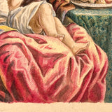 Dangling Grapes, Mother with Child, Very Finely Painted c. 1850s Watercolor on Card