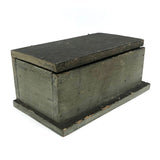 Satisfying and Sturdy Old Handmade Hinged Box in Green Paint