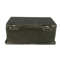 Satisfying and Sturdy Old Handmade Hinged Box in Green Paint