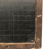 Most Beautiful Antique School Slate with Etched Grids, Square Corners, Nice Mend