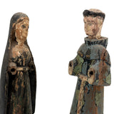 Holy Companions, Sweet Pair of Antique Carved Santos Figures