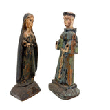 Holy Companions, Sweet Pair of Antique Carved Santos Figures