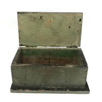 Satisfying and Sturdy Old Handmade Hinged Box in Green Paint